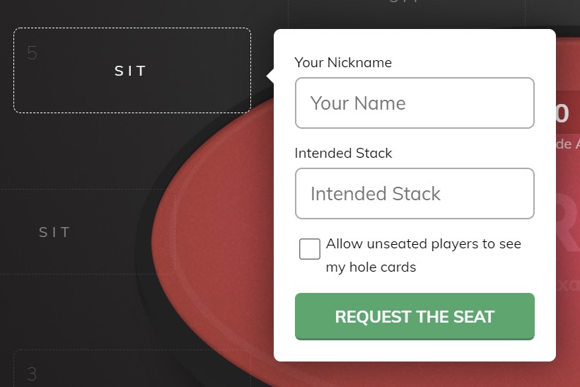 Click Sit and enter the data requested.